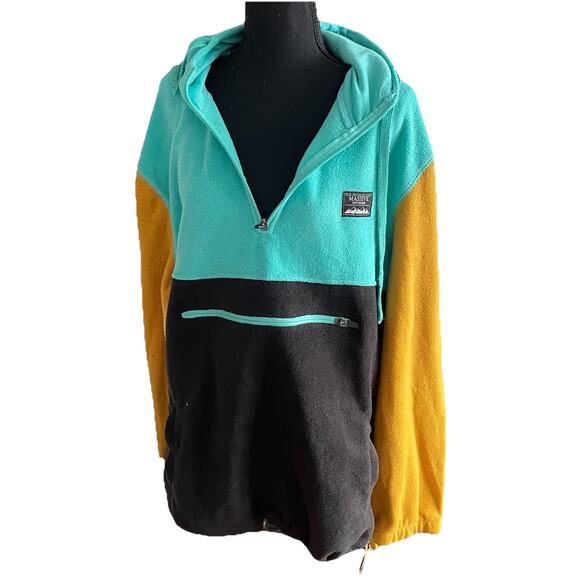 Massive Outdoor Jacket Color Block 1/4 Zip Polar Fleece Hoodie XXL NWT Flaw - Picture 1 of 10